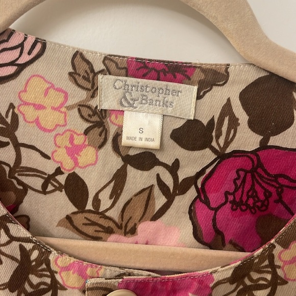 Christopher Banks Y2K Cotton Floral Jacket/pockets front/Buttons/3/4 L Sleeves - Picture 2 of 12